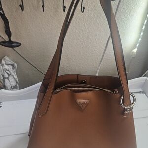 Guess Tan Leather Shoulder Bag